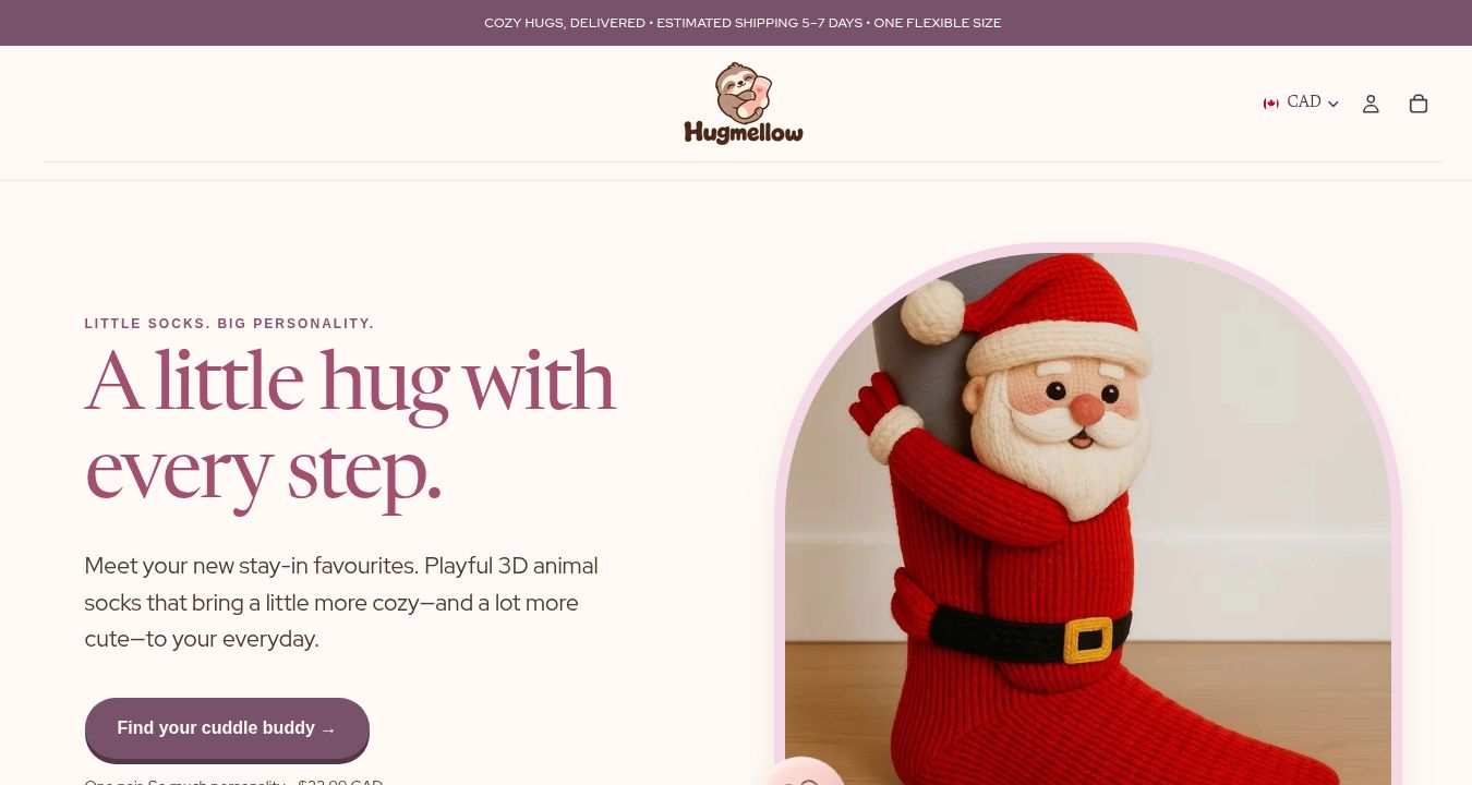 Hugmellow storefront homepage